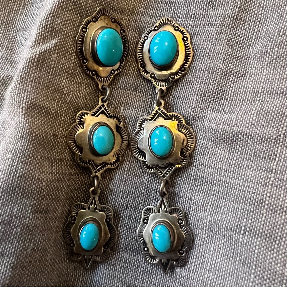 Sterling silver and turquoise navajo earrings